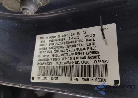 2012 Honda Cr-V Lx z USA, uszkodzony, nr VIN 3CZRM3H35CG700800